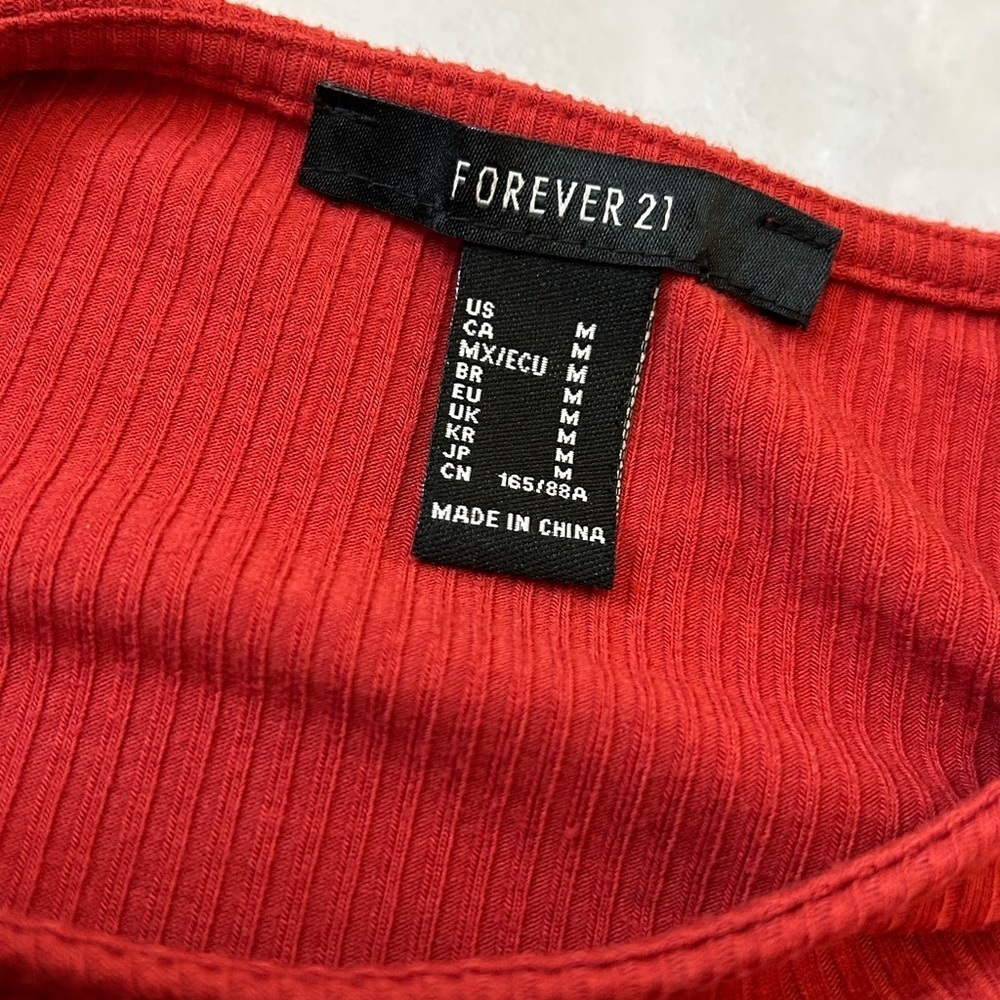 Forever 21 Rust Ribbed Tie-Back Blouse - Picture 2 of 8